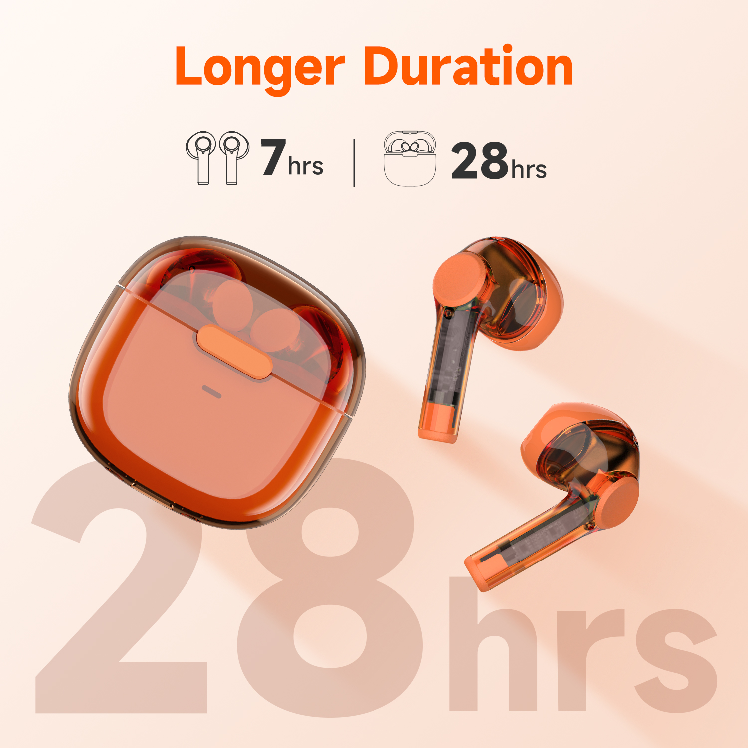 Truefree T3 Wireless Earbuds, Semi-Open Bluetooth 5.3 Headphones with AI Noise Cancellation for Calls, 28H Playtime, 13mm Drivers, 40ms Game Mode, Transparent Design