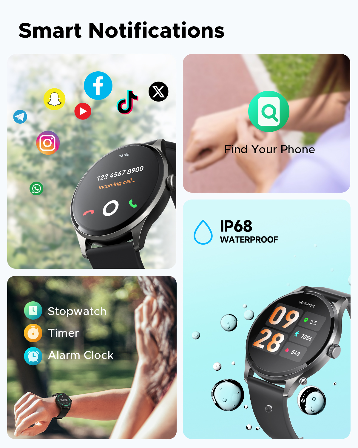 Truefree Watch GT2 Smartwatch with Bluetooth Calls, Smart Notifications, Fitness Tracker with 100+ Sport Modes, Blood Oxygen, Heart Rate, Sleep, Stress Health Monitor, DIY Dials, IP68 Waterproof