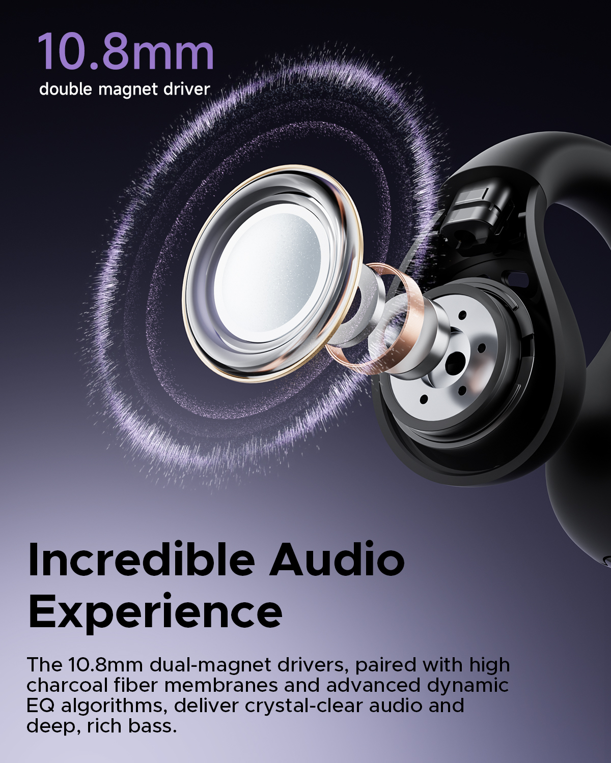 Truefree B1 Clip-On Wireless Earbuds, Bluetooth 5.4, Spatial Sound, 10.8mm Driver, 25H Playtime, Clear Calls, Multipoint, App Customizable