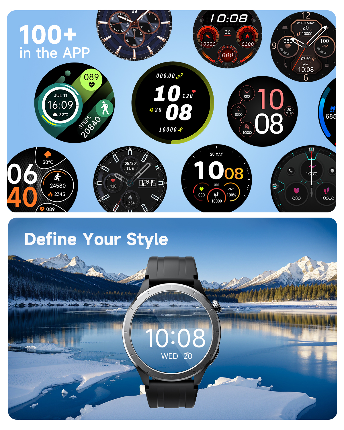 TRUEFREE Watch1 Smart Watch, 1.53" Fitness Tracker, Heart Rate, SpO2, Sleep Monitor, 127 Sports Modes, IP68 Waterproof, Call & Message Support for iPhone & Android