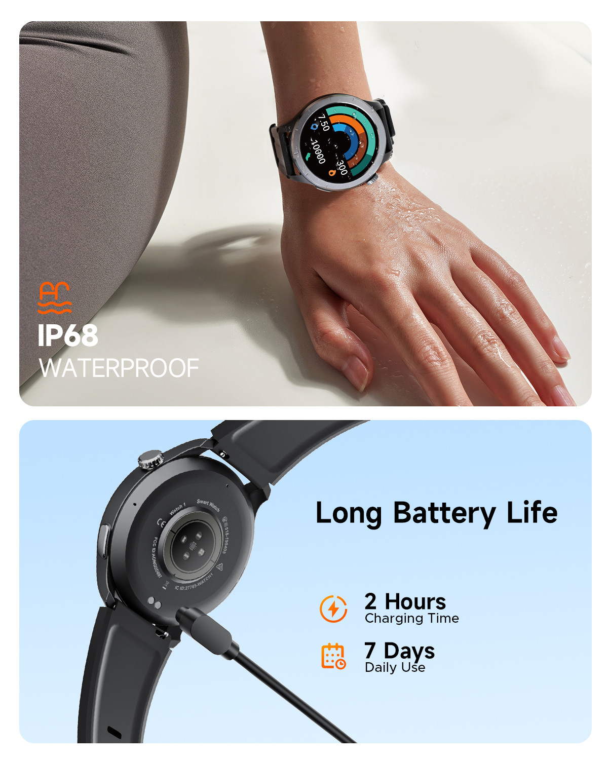 TRUEFREE Watch1 Smart Watch, 1.53" Fitness Tracker, Heart Rate, SpO2, Sleep Monitor, 127 Sports Modes, IP68 Waterproof, Call & Message Support for iPhone & Android