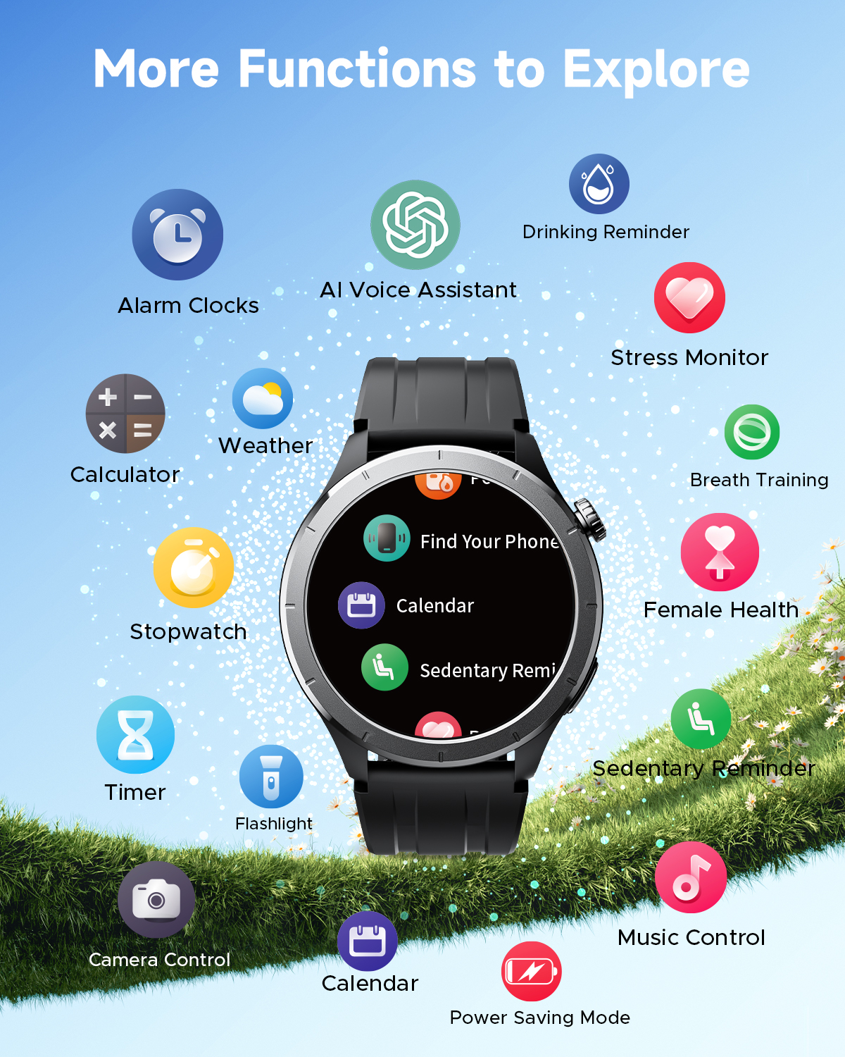 TRUEFREE Watch1 Smart Watch, 1.53" Fitness Tracker, Heart Rate, SpO2, Sleep Monitor, 127 Sports Modes, IP68 Waterproof, Call & Message Support for iPhone & Android