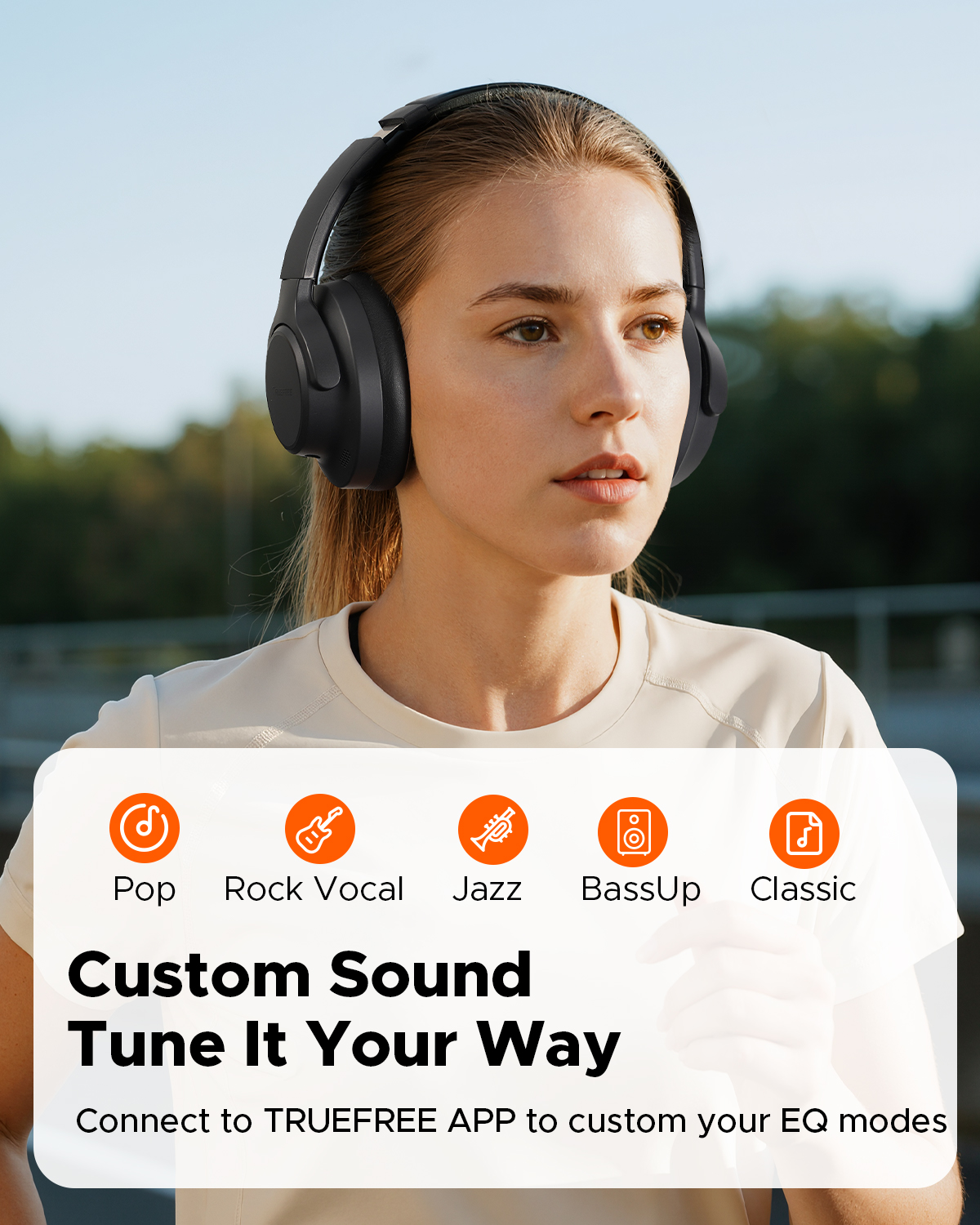 TRUEFREE HF-10 Bluetooth 6.0 Headphones with 40mm Driver | 125H Playtime, Hybrid Active Noise Cancelling, Customizable EQ